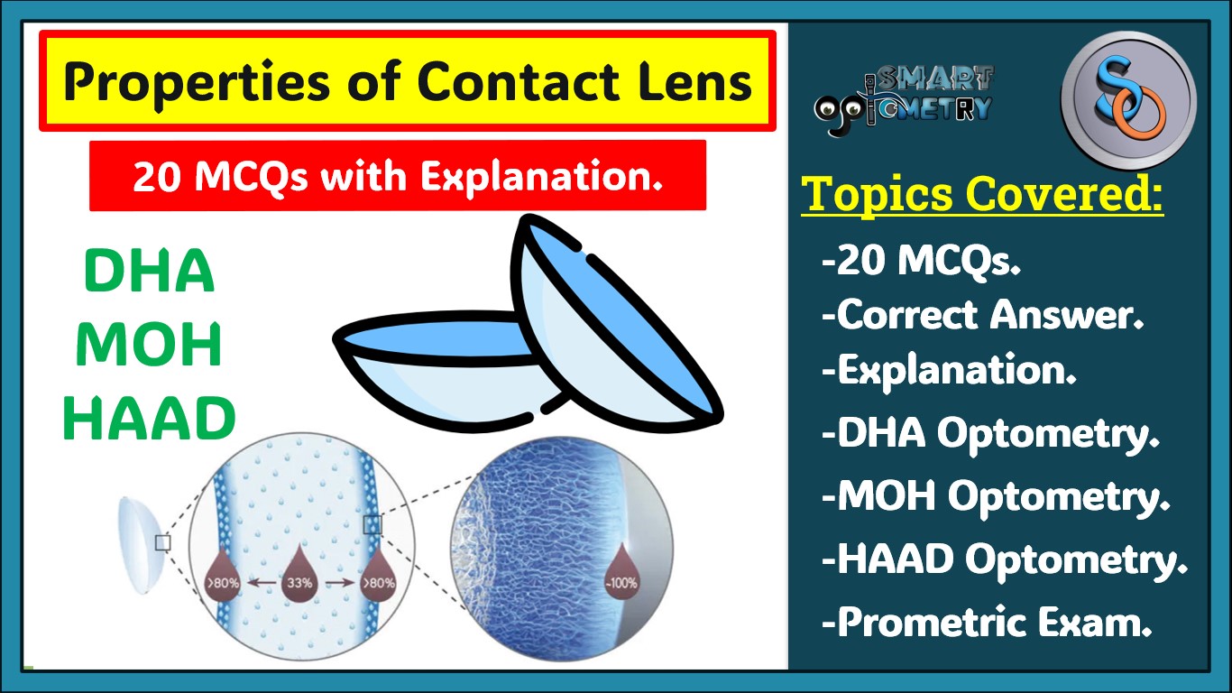 Blog MCQs- Properties of Contact Lens (MOH, HAAD & DHA optometry license exam)