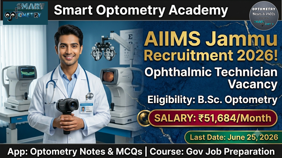 AIIMS Jammu Ophthalmic Technician (Grade-I) Vacancy 2026 — 3 Posts for BSc Optometry | Salary ₹51,684 | Apply by 25 June