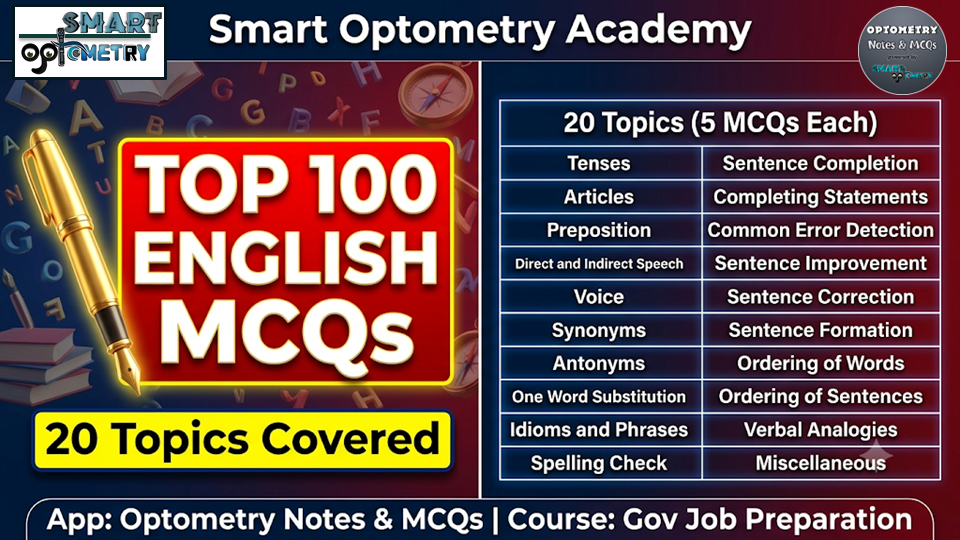 Top 100 General English MCQs - 20 Topics covered in 1 Blog