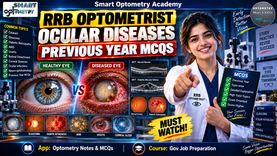 RRB Optometrist 2026: 30 Ocular Diseases MCQs – Glaucoma, Cataract & Retina
